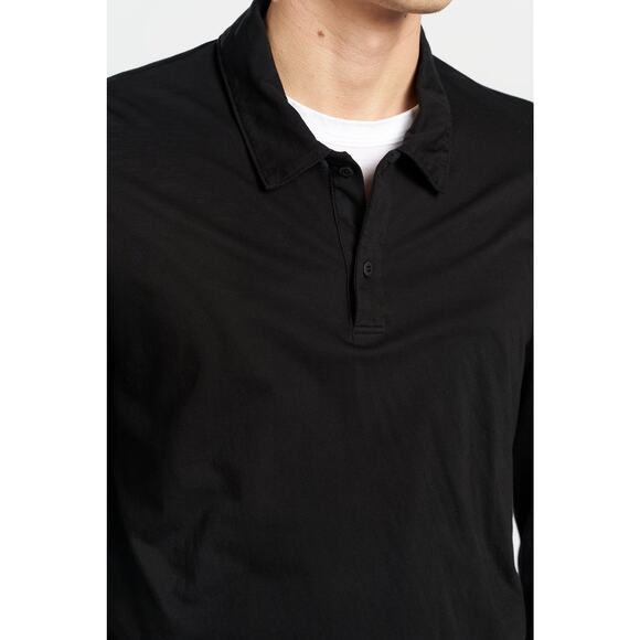 Cotton Citizen Mens LS Polo Shirt in Jet Black M - Picture 2 of 4